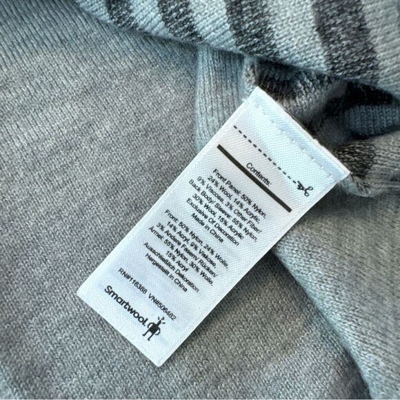 Smartwool Sweater Men's Size Large Gray Crewneck Striped Merino Wool Blend - Picture 4 of 9